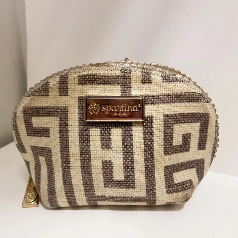 Spartina cosmetic linen bag vacation beauty makeup bag travel